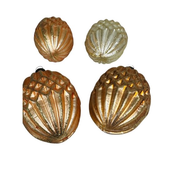 Vintage Blown Glass Glitter Christmas Ornaments Czech Lot of 4 - Picture 3 of 13